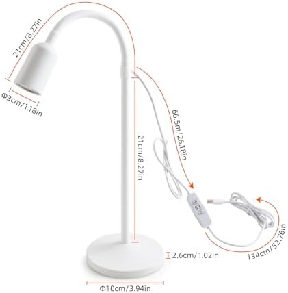 DAMI Dimmable LED Desk Lamp USB Powered, 3 Color Modes Flexible Gooseneck Reading Light, Eye-Caring Small Table Lamp for Home Office Study Bedroom Dorm Bedside - White