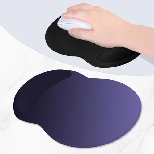 ITNRSIIET Ergonomic Mouse Pad with Comfort Gel Wrist Rest, Non-Slip PU Base, Smooth Textured Surface, Reduces Hand Fatigue & Wrist Pain, 8.7 x 7.2 Inch for Office Gaming Home, Violet