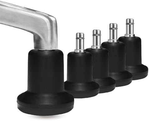 AXL Chair Glides for Office Chairs, Replace Casters with 2.4 Inch (61mm) Stationary Feet,High Bell Stationary Feet, Replace Wheels with Durable Glides – 5 Pack(High)
