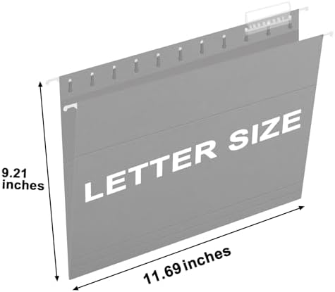 HERKKA Hanging File Folders, 30 Pack Reinforced Letter Size Hanging Folders, Designed for Bulky Files, Filing Cabinet, 1/5-Cut Adjustable Tabs (Gray)