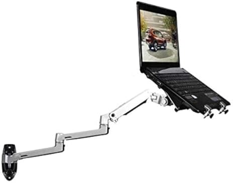 XSJ8013WT Wall Mounted Desk with Monitor and Laptop Stand, Adjustable Laptop Arm for Couch, Bed, Under Desk Mount, Portable Vertical Laptop Holder with Storage, Fits 17-27"