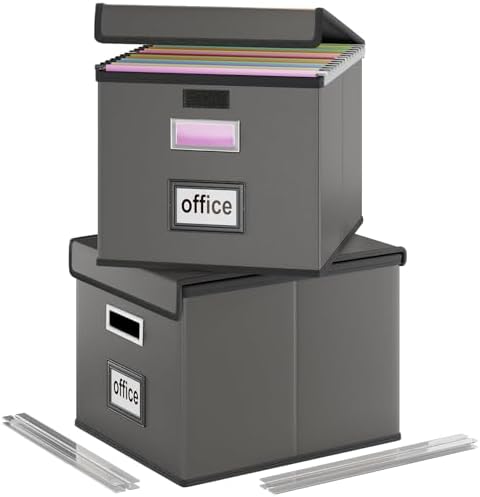 File Organizer Box with Lids, Collapsible File Folder Organizer