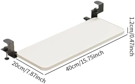 Desk Extension Tray, Desk Organizer, Armrest Tray, Keyboard Tray, Extension Made of Carbon Steel and MDF for Office Organization, 40cmx20cmx1.2cm