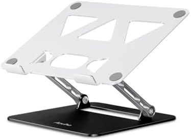 Aoviho Adjustable Laptop Stand for Desk,Portable Laptop Stand Holder and Riser,Foldable Aluminum Notebook Computer Stands for MacBook Air Pro HP Lenovo Dell Samsung, 10-15.6 inch (Silver-Gray-Black)