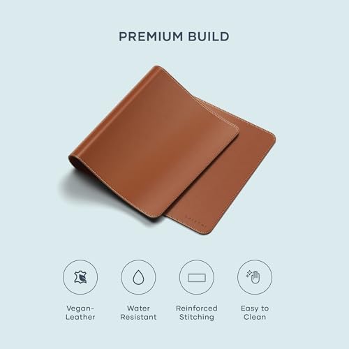 Satechi Vegan-Leather Desk Mat, Scratch and Water Resistant, Brown