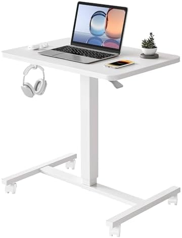 YIHAYO 24 x 16 Inches Mobile Small Standing Desk with Wheels, White
