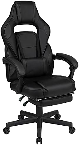 Flash Furniture X40 Gaming Chair Racing Ergonomic Computer Chair with Fully Reclining Back/Arms, Slide-Out Footrest, Massaging Lumbar - Black