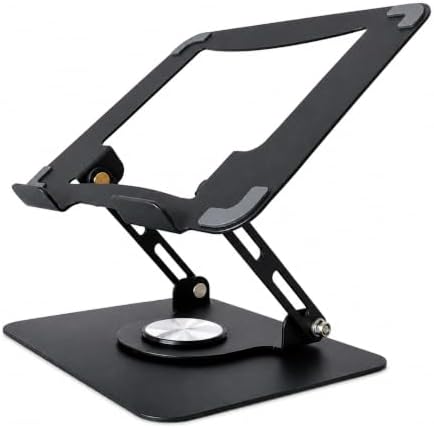 Adjustable Laptop Stand for Desk, Foldable Aluminum Laptop Riser with 360° Rotating Base, Ergonomic Ventilated Computer Stand, Height Adjustable Holder Compatible with MacBook, Dell, HP, Lenovo