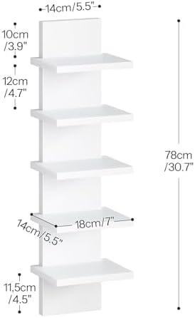 HOOBRO 5 Tier Wall Shelf Unit for Storage, 2 Pack Floating Shelves for Wall