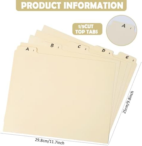 gisgfim 25 Alphabet File Guides, A‑Z Top‑Tab File Cabinet Dividers, Beige