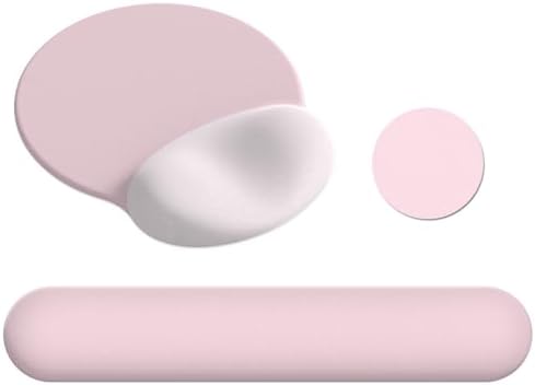 AIMSA Mouse Pad with Wrist Rest Support, Keyboard Wrist Rest Set, Ergonomic Memory Foam Mousepad for Computer Keyboard, Easy Typing and Pain Relief, Pink