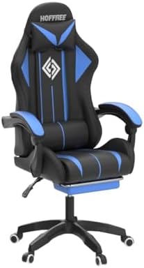 RGB Gaming Chair with Bluetooth Speakers and LED Lights Computer Chair-Blue