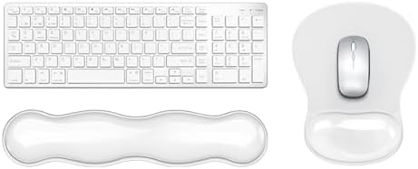 Gel Keyboard & Mouse Wrist Rest Set, Ergonomic Keyboard and Mouse Pad with Wrist Support Typing Pain Relief，Suitable for Office/Computer/Laptop/Gaming（White Set ）