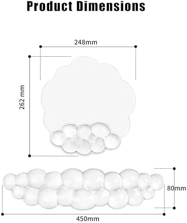 Mouse Pad with Wrist Rest, Soft Cloud Gel Keyboard Mouse Pad Set with Hand Wrist Support, Cute Non Slip Office Desk Accessories for Comfort/Pain Relief/Computer/Laptop (2Pc Clear Cloud)