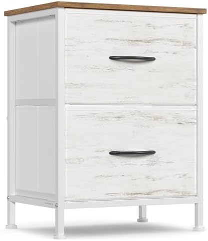 SONGMICS Nightstand with 2 Fabric Drawers, Bedside Table, Side End Table