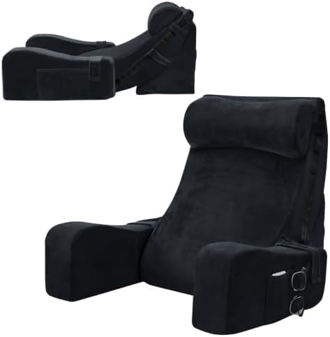 Sasttie 15-25 inch Adjustable Reading Pillow with Armrests, Black