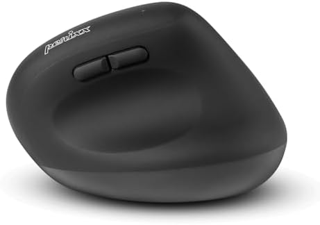 Perixx PERIMICE-608II Wireless Vertical Mouse, 2.4GHz, 6 Buttons, Adjustable DPI 800/1200/1600/2400, Right-Handed Design, USB Receiver, Black