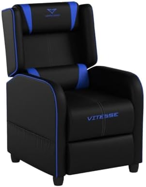 VITESSE VIT Gaming Recliner Chair Racing Style Single PU Leather Sofa Modern Living Room Recliners Ergonomic Comfortable Home Theater Seating, Blue.