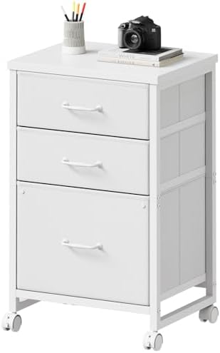 Maihail 3 Drawer File Cabinet on Wheels Fits A4 Size for Home Office