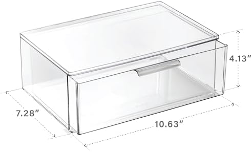 BINO | Clear Stackable Storage Drawers, Large | Clear Storage Drawers with Built-In Handles | Durable Plastic Organizer Drawer | Modular Stackable Drawer Acrylic Organizer