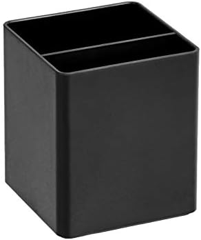 Amazon Basics Plastic Desk Organizer - Pen Cup, 3.9" x 3.4" x 3.4", Black