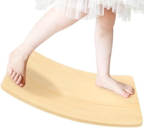 Gentle Monster Wooden Wobble Balance Board, 35 Inch Rocker Board Natural Wood, Open Ended Learning Toy, Yoga Curvy Board for Classroom & Office Adult