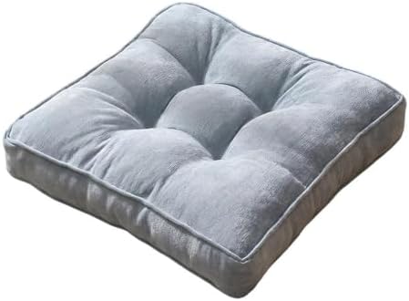 Square Corduroy Seat Cushion 4 Inch Thick Chair Pad Japanese Tatami Style Floor Pillow with Tufted Design 16"/18"/20" Breathable Durable Cushion for Office, Dining Room & Living Room，Grey：20"X20"