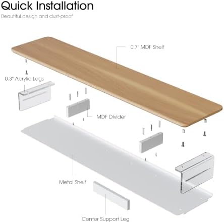 Fenge 42.5" Dual Monitor Stand with Clear Acrylic Legs, Dark Oak
