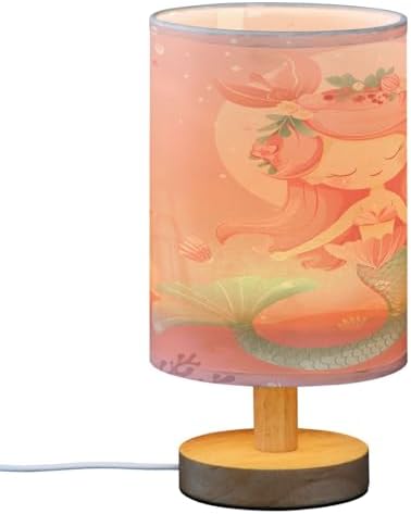 ALAZA Mermaid Coral Reef Decor Bedside Table Lamp with USB Port for Bedroom Nightstand Office Desk LED Bulb Included