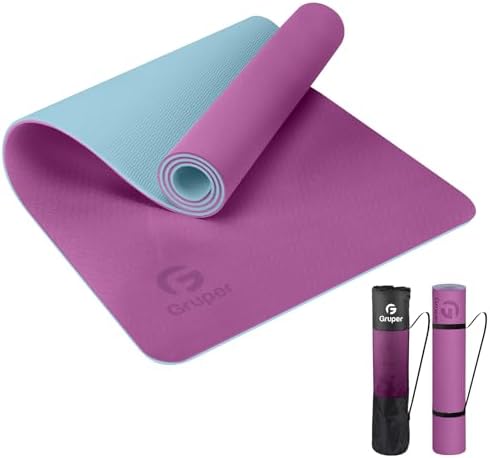 Gruper Yoga Mat Non Slip, Eco Friendly Exercise Mat with Carrying Strap