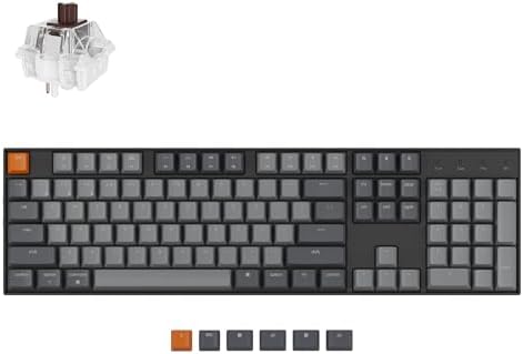 Keychron K10 Full Size Layout RGB Backlit Hot-Swappable Mechanical Gaming Keyboard for Mac Windows, Multitasking 104-Key Bluetooth Wireless/USB Wired Computer Keyboard with Keychron Super Brown Switch