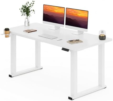 71x31'' Large 4 Leg Dual Motor White Standing Desk for Home Office
