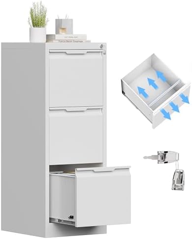 3 Drawer Metal Vertical File Cabinet with Lock for Home Office