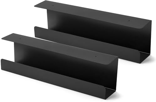 ZhiYo 17in Under Desk Cable Management Tray 2 Pack, 3in W x 4.7in H, Black
