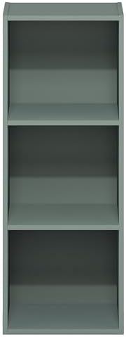 Furinno LUDER Book Shelf, 3-Cube Bookshelf, Bookcase with Open Shelves, 9.3 x 12 x 31.5, Easy Assembly, for Living Room, Bedroom, Home Office, Sage Green