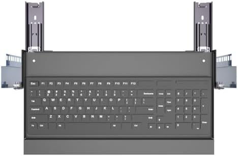 1U Keyboard Tray 8" Deep, Universal 19" Rack Mount Sliding