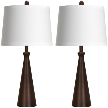 Rinweey 28" Modern Metal Table Lamp Set of 2 for Living Room Bedroom, Brown