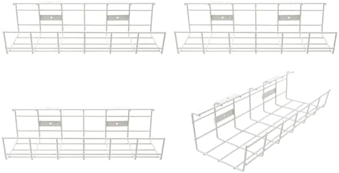 Under Desk Cable Management- 4 Pack Cord Organizer. Metal Wire Cable Management Tray for Office, Studio and Home. Super Sturdy Under Table Cable Managements - White Cable Organizer