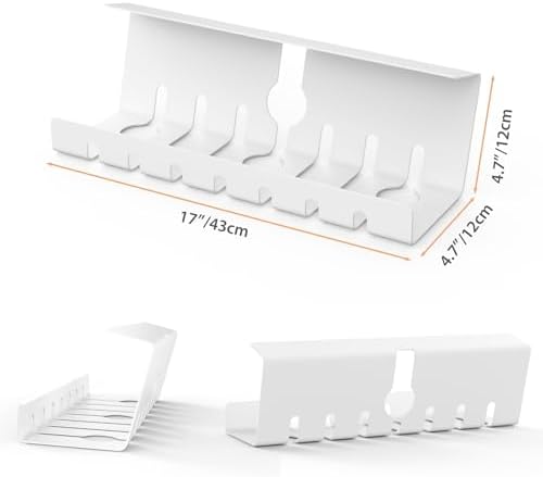 Syeeiex Under Desk Cable Management Tray, Cord Management, White, 17inch