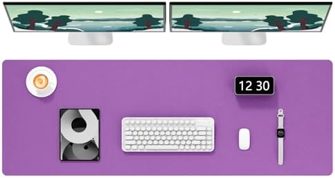 Hsurbtra Desk Pad, 48" x 17" PU Leather Desk Mat, XXXL Extended Mouse Pad, Waterproof Desktop Blotter Protector, Non-Slip Ultra Thin Large Laptop Keyboard Writing Mat for Office Home, Purple