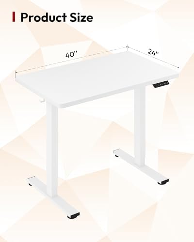 SANODESK One-Piece Electric Height Adjustable Standing Desk 40''x 24''