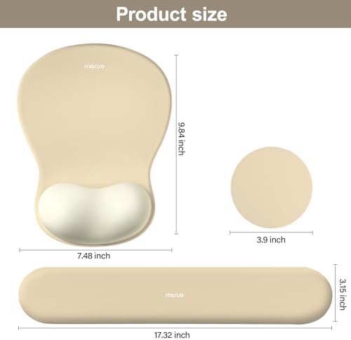 MOSISO Wrist Rest Support for Mouse Pad&Keyboard Set, Khaki