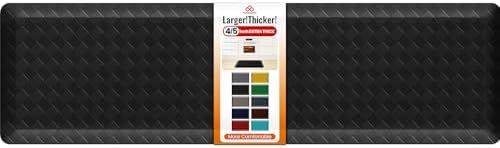 4/5 Inch Extra Thick Kitchen Mats for Floor,Non Slip Anti Fatigue Kitchen Rugs,Waterproof Stain Resistant Sink Mat,Cushioned Standing and Comfort Mats for Office (17"x60" Black)