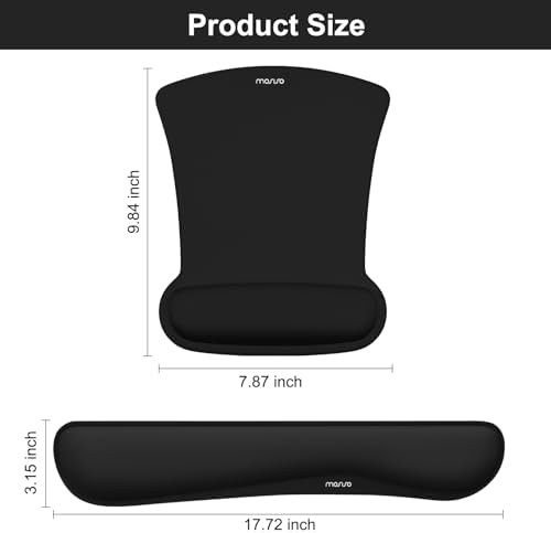 MOSISO Wrist Rest Support for Mouse Pad & Keyboard Set, Black