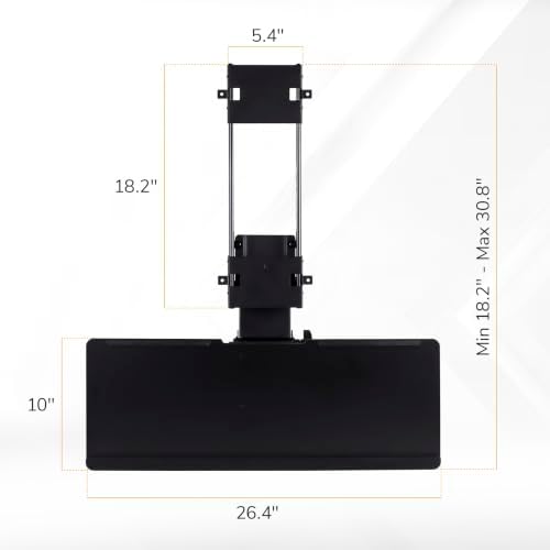 Mount-It! Under Desk Keyboard Tray Slide Out, Height Adjustable Keyboard Mount with Wrist Support, 26" Wide Large Platform, Tilt and Swivel for Office and Home, Black