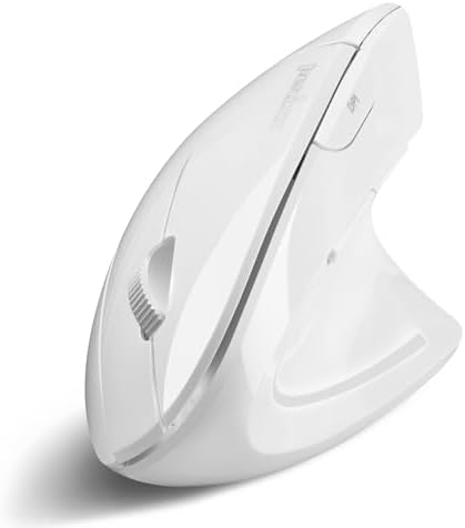 Perixx PERIMICE-813W Bluetooth Vertical Mouse - Wireless 3-in-1 Multi-Device Spec - Travelling Carry Bag - Ergonomic Right-Handed Design - White