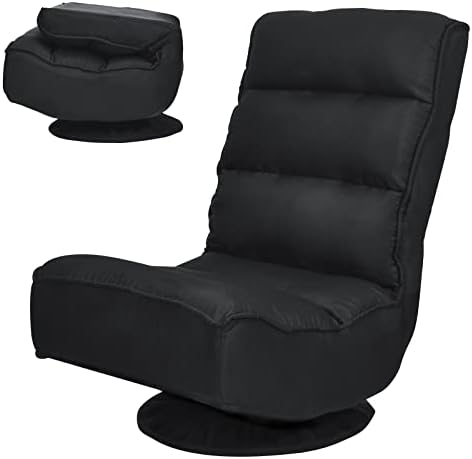 COSTWAY Folding Floor Chair, Adjustable 5-Position Swivel Gaming Chair