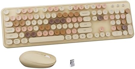 Colorful Wireless Keyboard and Mouse Combo Milk Tea Colorful