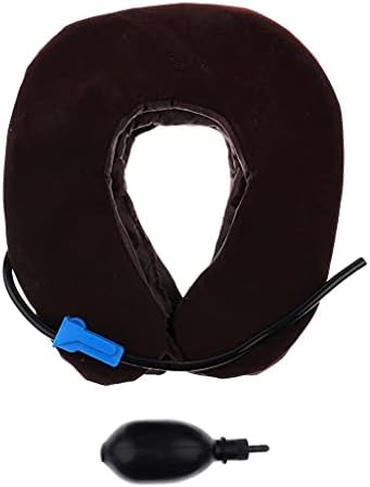 Inflatable Cervical Neck Traction Air Inflatable Pillow Neck Head Stretcher Pain Relief Collar (for Adults, Brown)