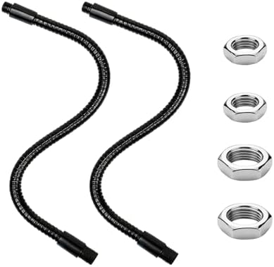 2PCS 23.6" Gooseneck Tubing Flexible 25/64" Male thread Alloy Steel Metal Arm Universal Bendable Extension Hose for DIY Lamps Microphone Stands Inspection Cameras